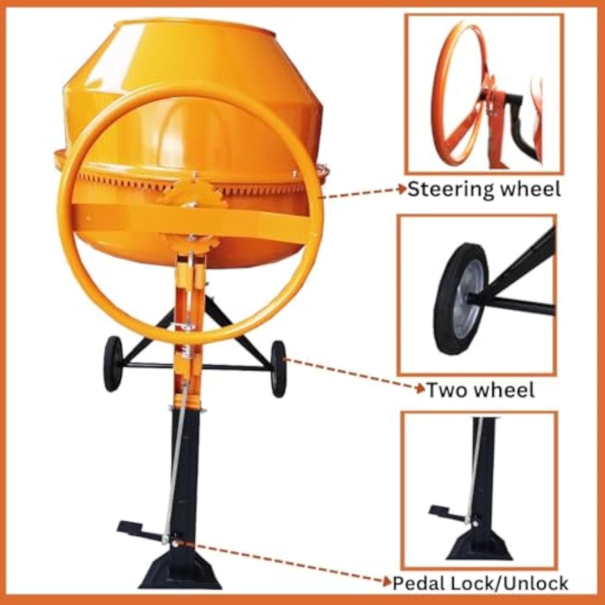Electric Concrete Mixer Machine, 200 Liter Capacity